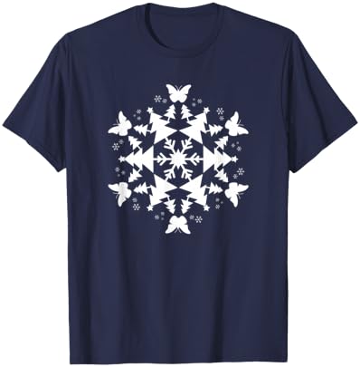 Snowflake Christmas Butterfly T-Shirt - T-Shirt | Navy