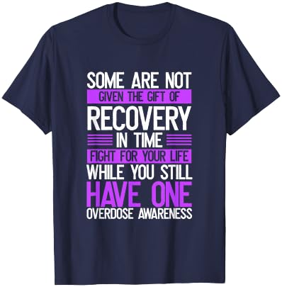Overdose Awareness Fighter Purple Ribbon Drug Abuse T-Shirt - T-Shirt | Navy