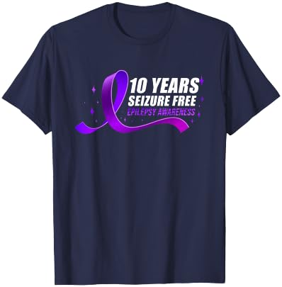 Epilepsy Awareness Ribbon 10 Years Seizure Free T-Shirt - T-Shirt | Navy