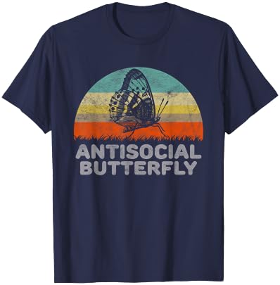 Funny Gifts For Introverts Antisocial Butterfly - Women's Black Small Classic Fit Short Sleeve T-Shirt - T-Shirt | Navy