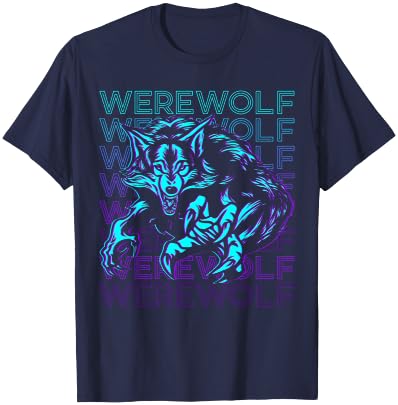 Werewolf Retro T-Shirt - T-Shirt | Navy
