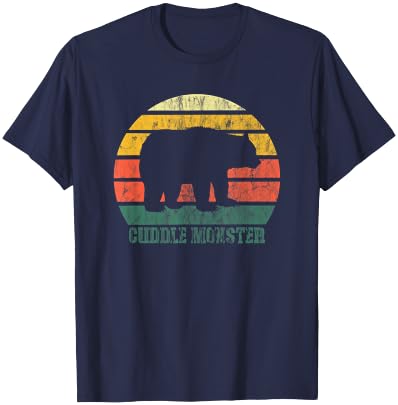 Retro Cuddle Monster Bear Fun Novelty T-Shirt - T-Shirt | Navy