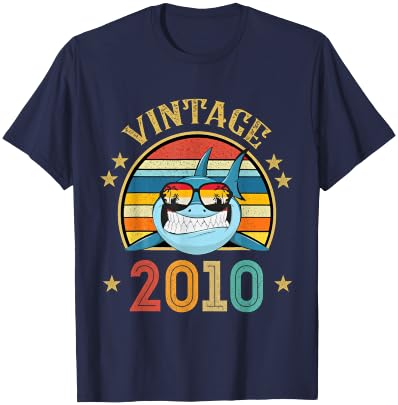 Vintage Shark Gift 16 Years Old Retro Vintage 2010 T-Shirt - T-Shirt | Navy