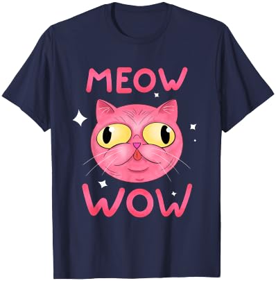 Cat Meow Wow Women Girls Kids T-Shirt - T-Shirt | Navy
