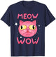 Cat Meow Wow Women Girls Kids T-Shirt - T-Shirt | Navy