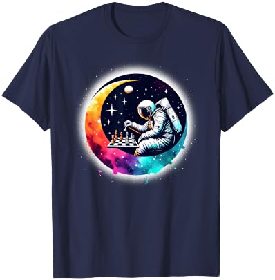 Astronaut Playing Chess in Space Boys Girls Kids T-Shirt - T-Shirt | Navy