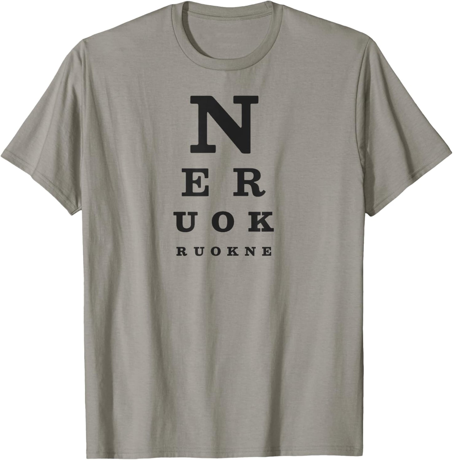 N E R U O K (Annie Are You Okay?) Snellen Eye Chart Parody T-Shirt - T-Shirt | Sand