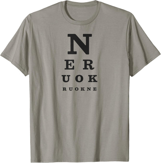 N E R U O K (Annie Are You Okay?) Snellen Eye Chart Parody T-Shirt - T-Shirt | Sand