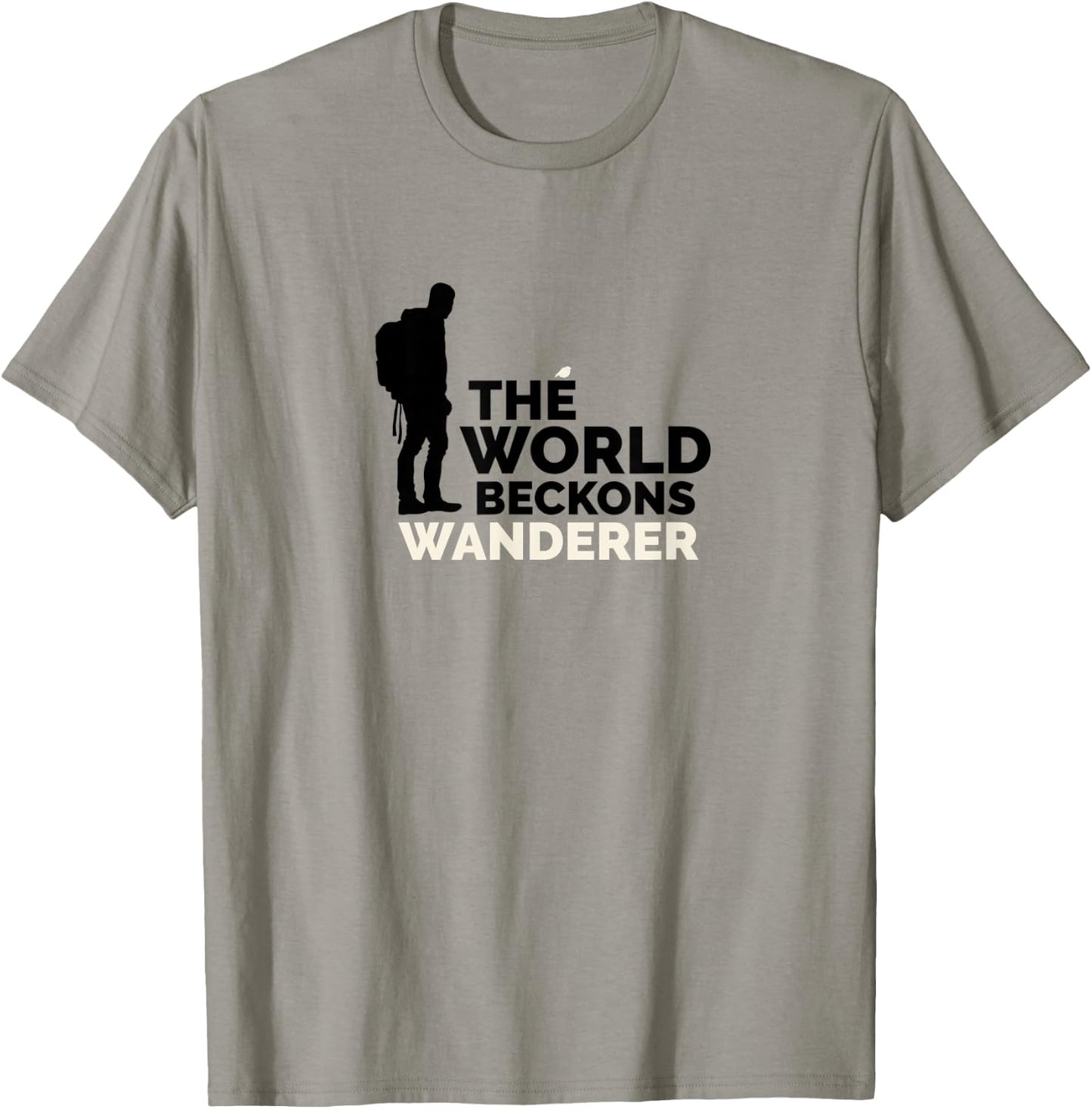 The World Beckons Wanderer - Hiker - Adventurer - Camping T-Shirt - T-Shirt | Sand