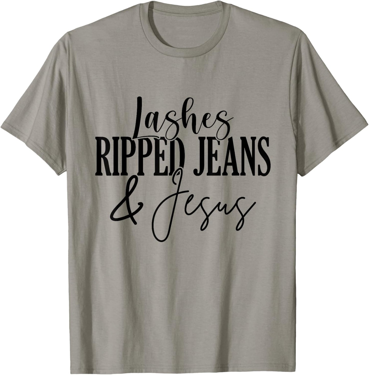 Lashes Ripped Jeans And Jesus Lash Artist Lash Tech T-Shirt - T-Shirt | Sand