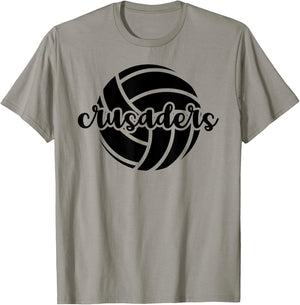 Crusaders Volleyball Team Mascot School Spirit Game Night T-Shirt - T-Shirt | Sand