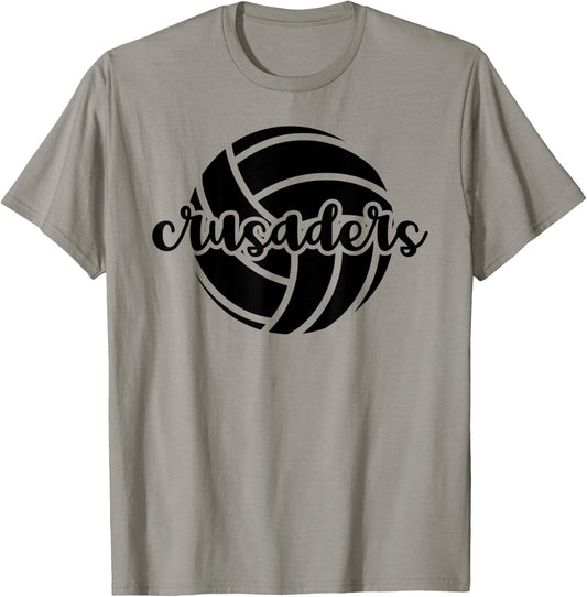 Crusaders Volleyball Team Mascot School Spirit Game Night T-Shirt - T-Shirt | Sand
