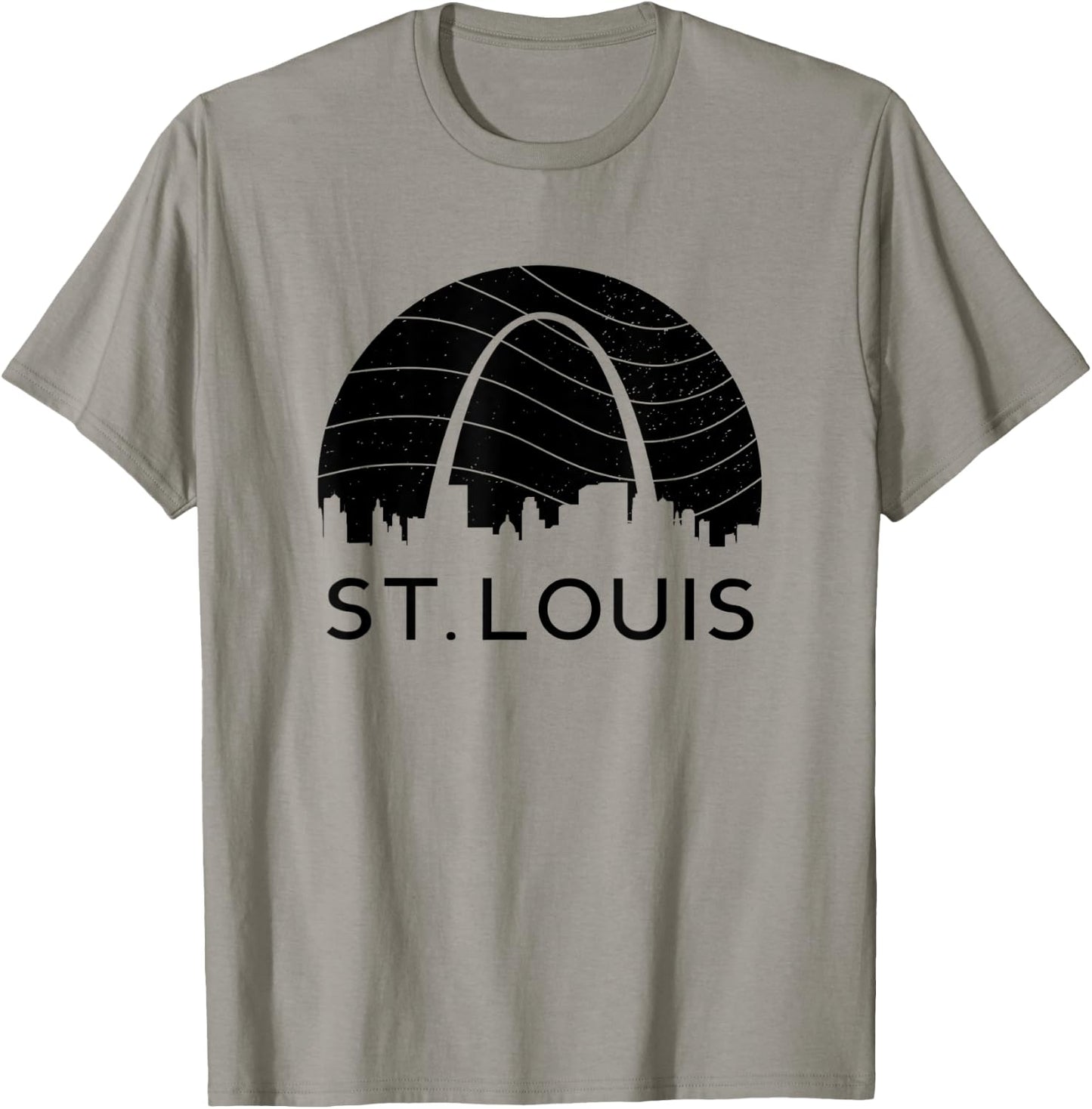 St Louis Missouri Gateway Arch Retro Mississippi River Lou T-Shirt - T-Shirt | Sand
