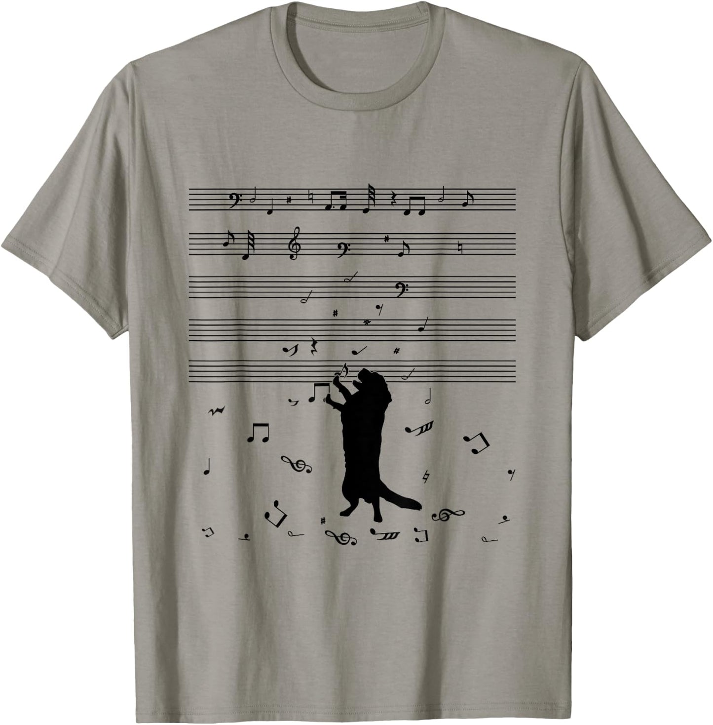 Dog Music Notes Treble Clef Dog Holder & Musicians T-Shirt - T-Shirt | Sand