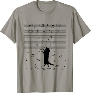 Dog Music Notes Treble Clef Dog Holder & Musicians T-Shirt - T-Shirt | Sand