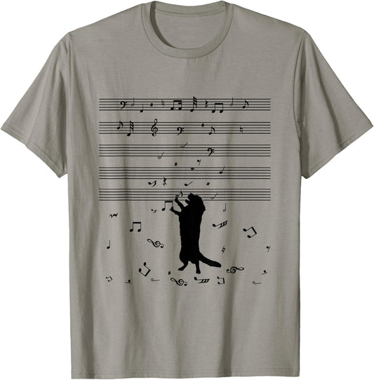 Dog Music Notes Treble Clef Dog Holder & Musicians T-Shirt - T-Shirt | Sand