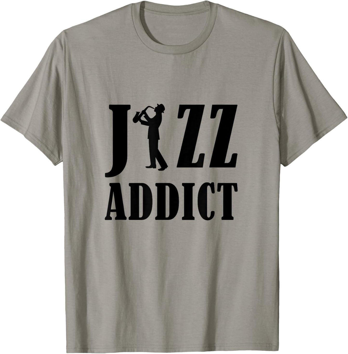 Funny Suggestive Jazz Addict Playing Saxophone Text Outline T-Shirt - T-Shirt | Sand
