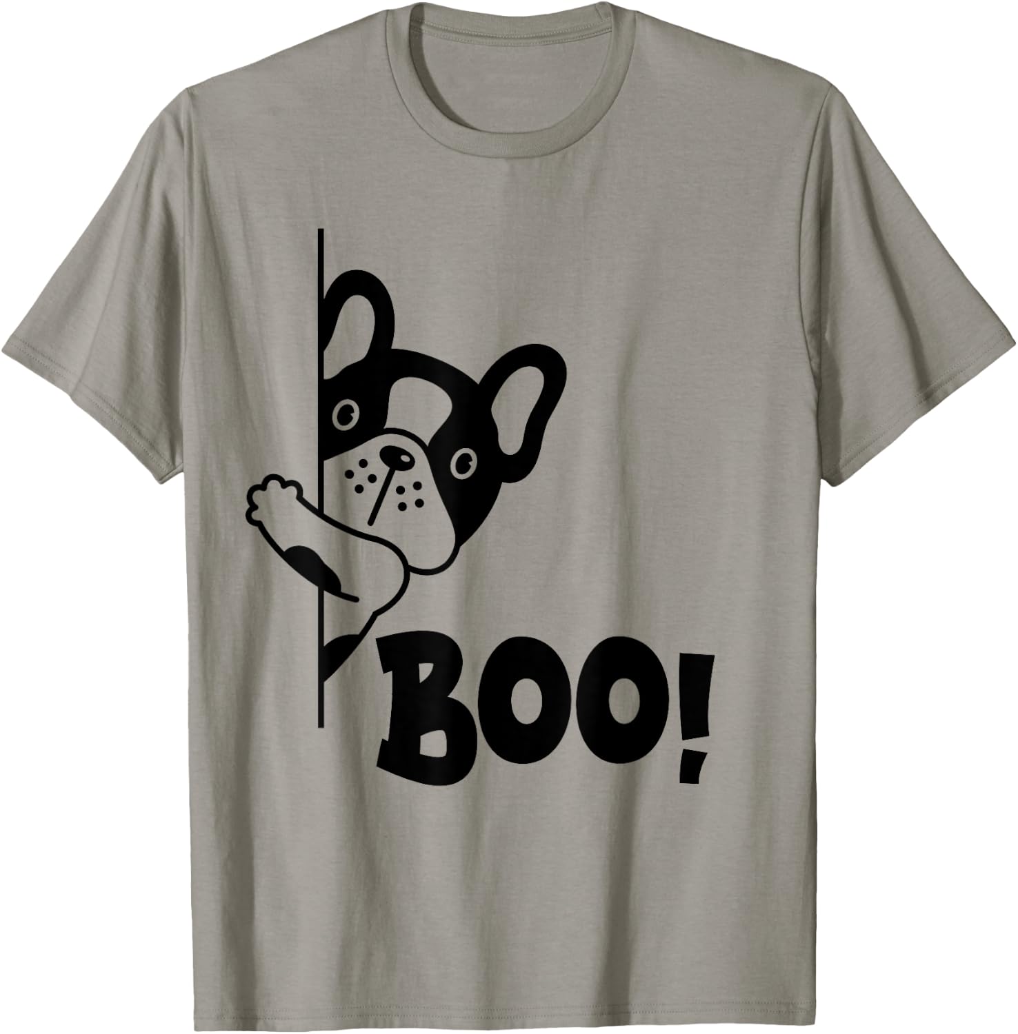 Boo! | Funny Hiding Peekaboo Scary Halloween French Bulldog Men Women Kids T-Shirt - T-Shirt | Sand