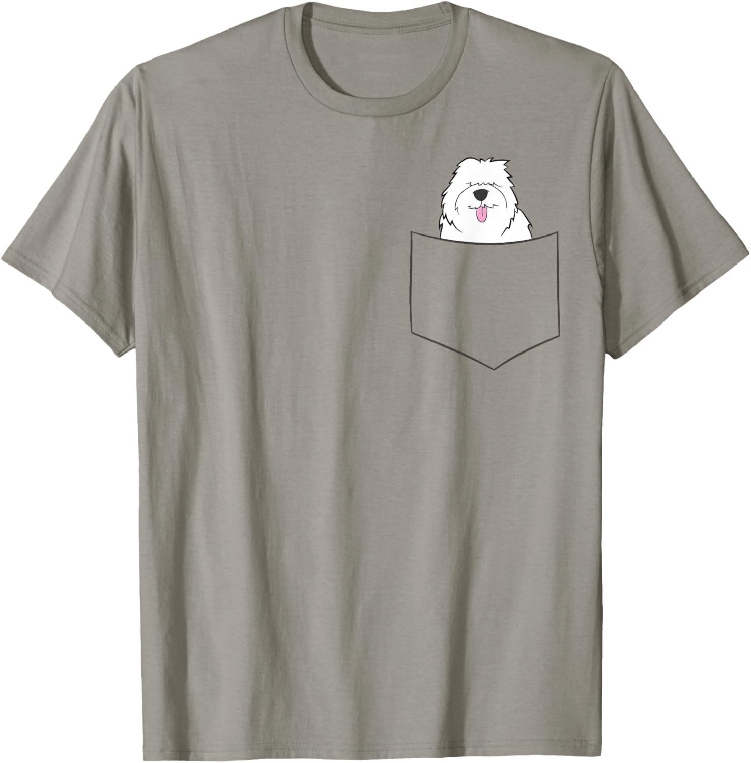 Old English Sheepdog In A Pocket English Sheepdog Dog Men Women Girls Kids T-Shirt - T-Shirt | Sand