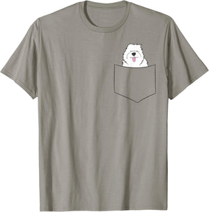 Old English Sheepdog In A Pocket English Sheepdog Dog Men Women Girls Kids T-Shirt - T-Shirt | Sand