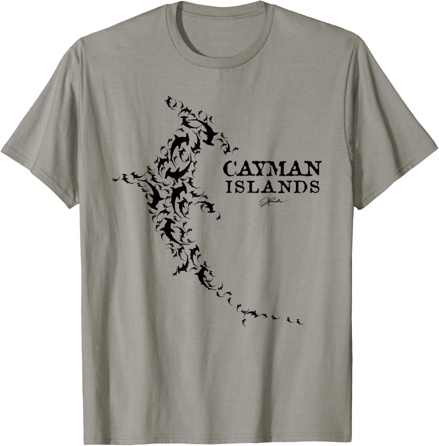 JCombs: Cayman Islands Hammerhead Shark School T-Shirt - T-Shirt | Sand