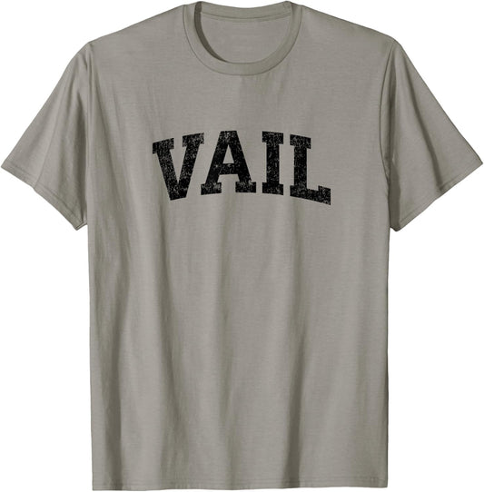 Vail Colorado CO Vintage Athletic Sports Black Design T-Shirt - T-Shirt | Sand