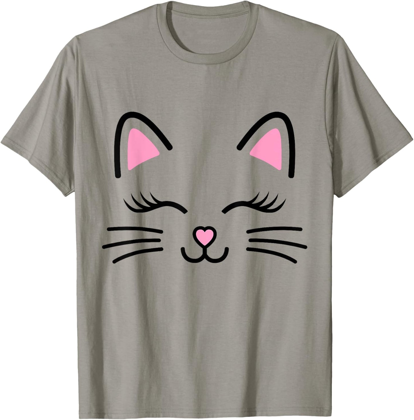 Women's Cat Face Whiskers Print Cosplay Kitty Love Halloween Small T-Shirt - T-Shirt | Sand