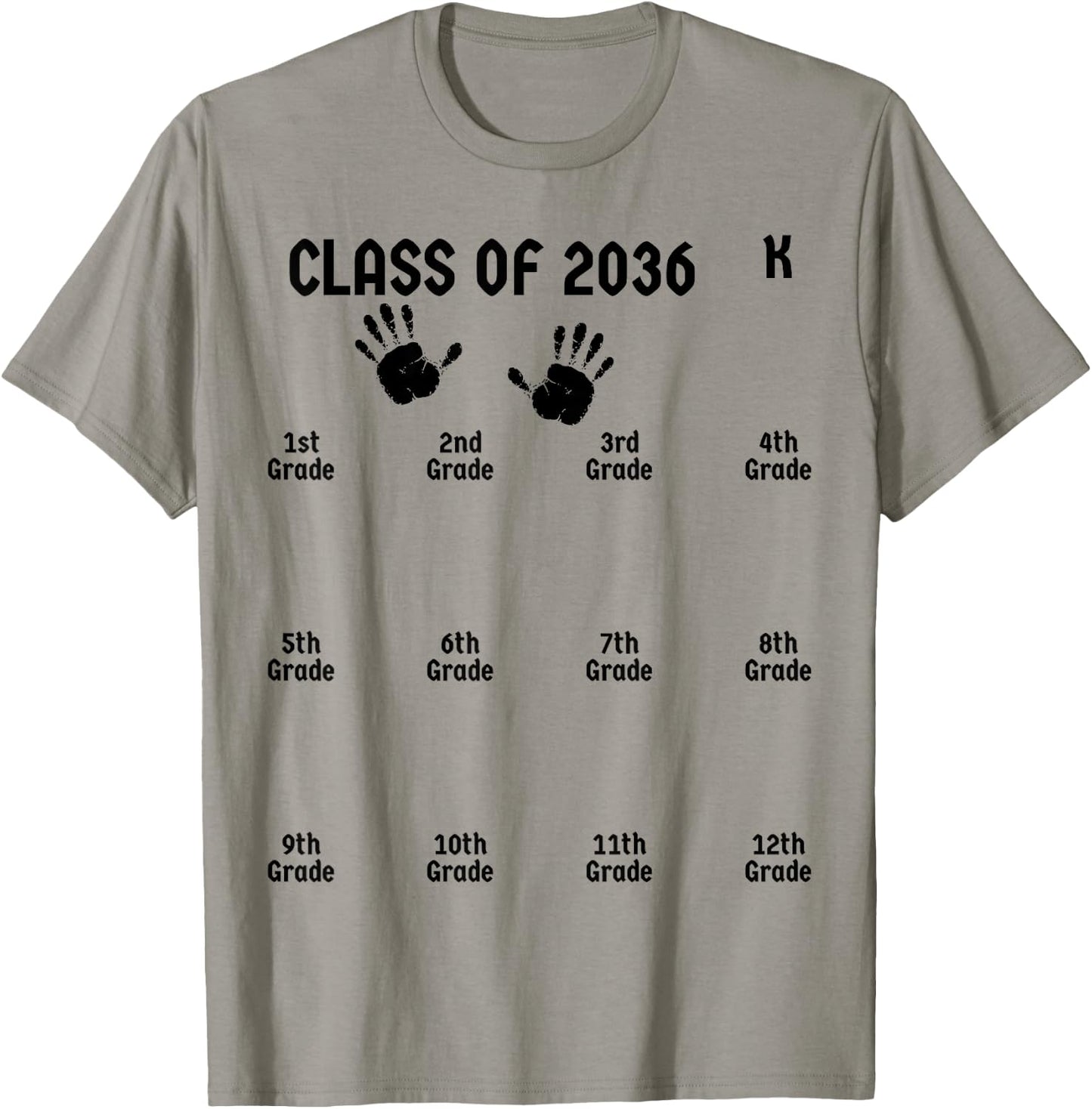 Class Of 2036 Grow With Me Shirt Handprint Graduation Gifts T-Shirt - T-Shirt | Sand