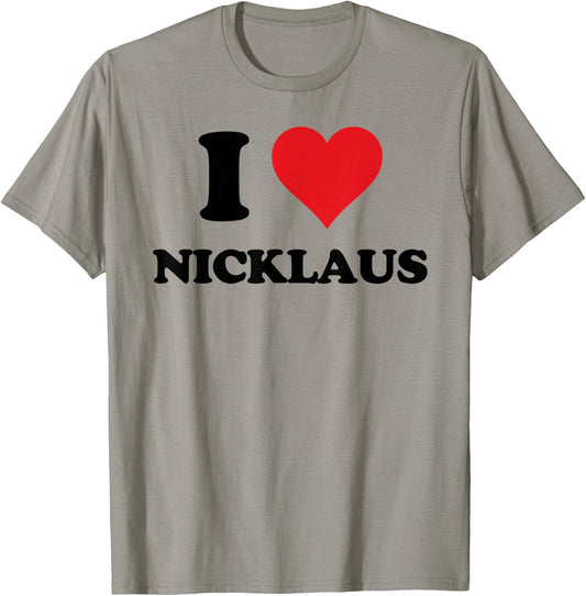I Heart Nicklaus First Name I Love Personalized Stuff T-Shirt - T-Shirt | Sand