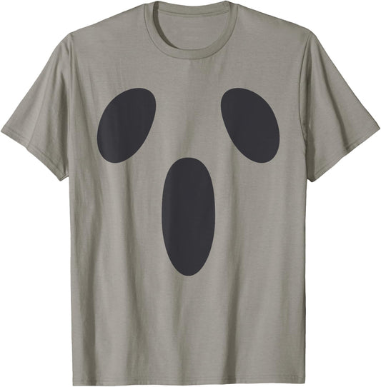 Ghost Silly Face Spooky Halloween Ghoul Face Easy Costume T-Shirt - T-Shirt | Sand