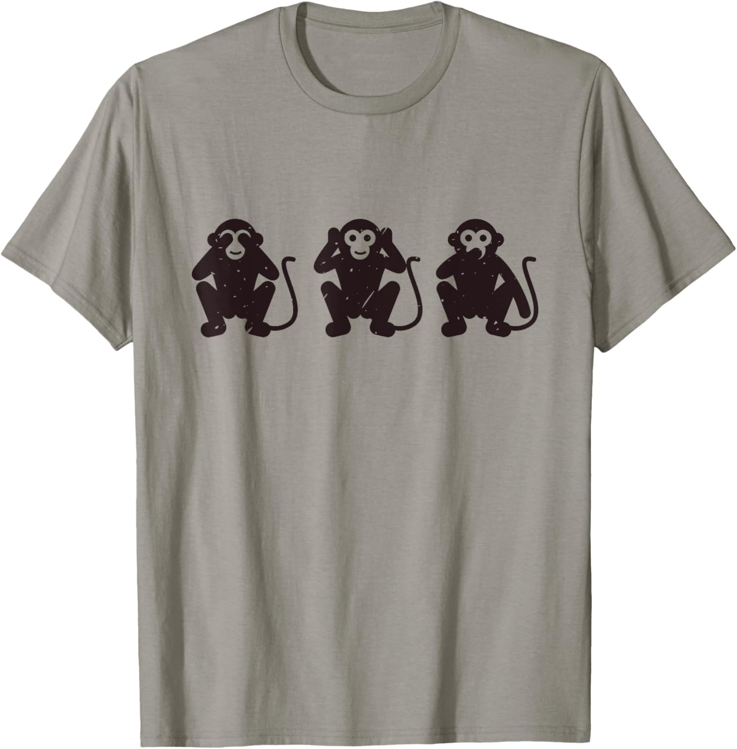 3 Three Monkeys Hear Nothing See Say Three Wise Monkeys T-Shirt - T-Shirt | Sand