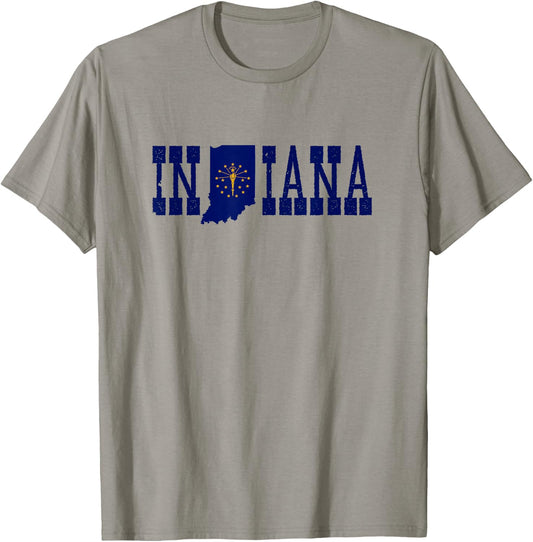 Indiana State and Indiana Flag with Pride for Indiana T-Shirt - T-Shirt | Sand