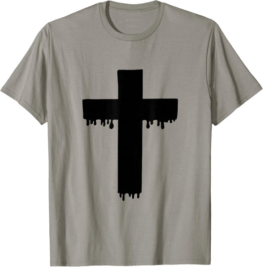 Kawaii Black Drippy Cross, Gurokaw Pastel Goth Aesthetic T-Shirt - T-Shirt | Sand