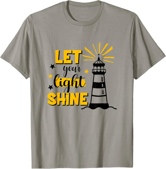 Let Your Light Shine Christian Faith Jesus God Lighthouse T-Shirt - T-Shirt | Sand