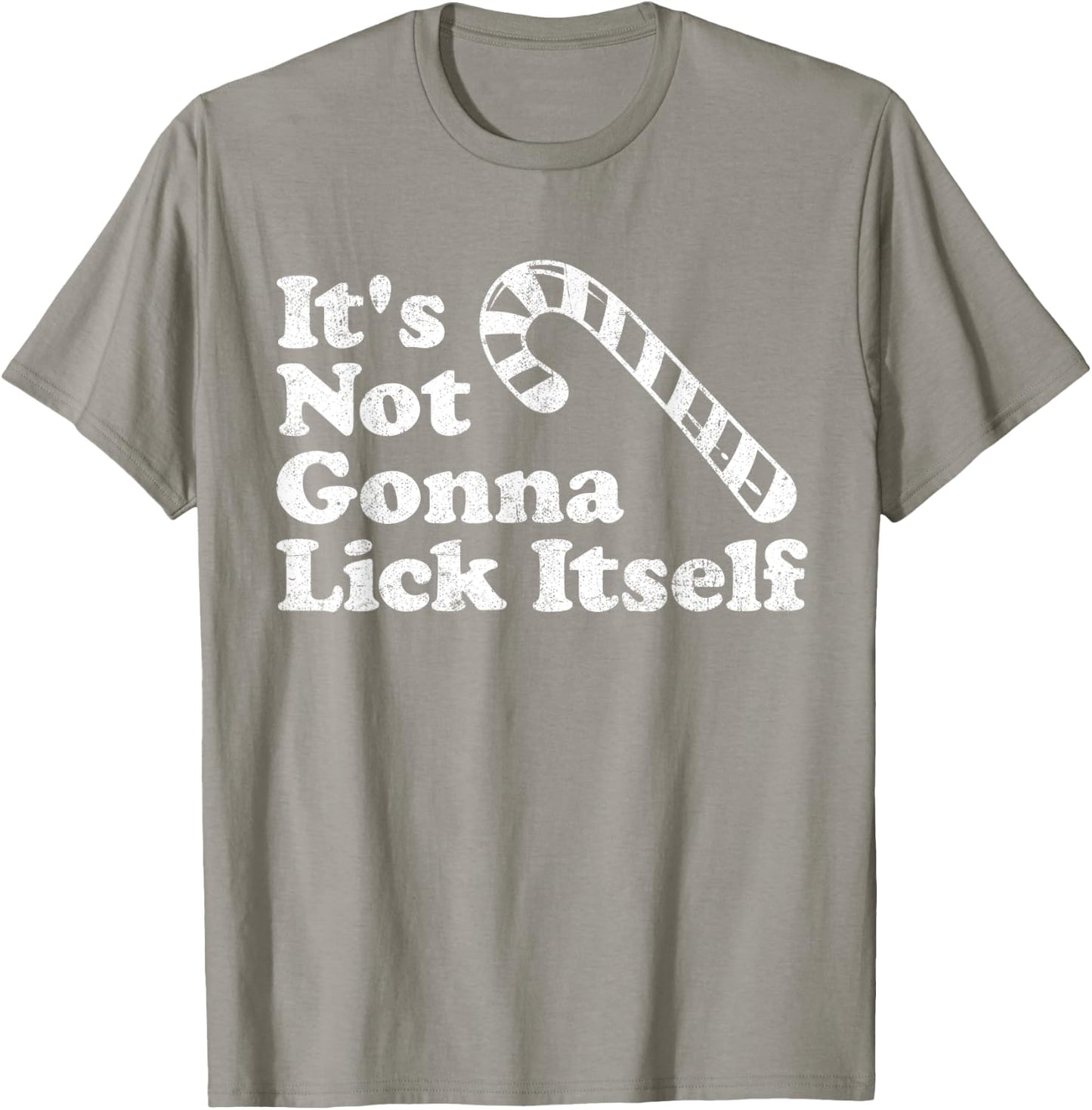 Funny Candy Cane Lick Itself Adult Christmas in July Gift T-Shirt - T-Shirt | Sand