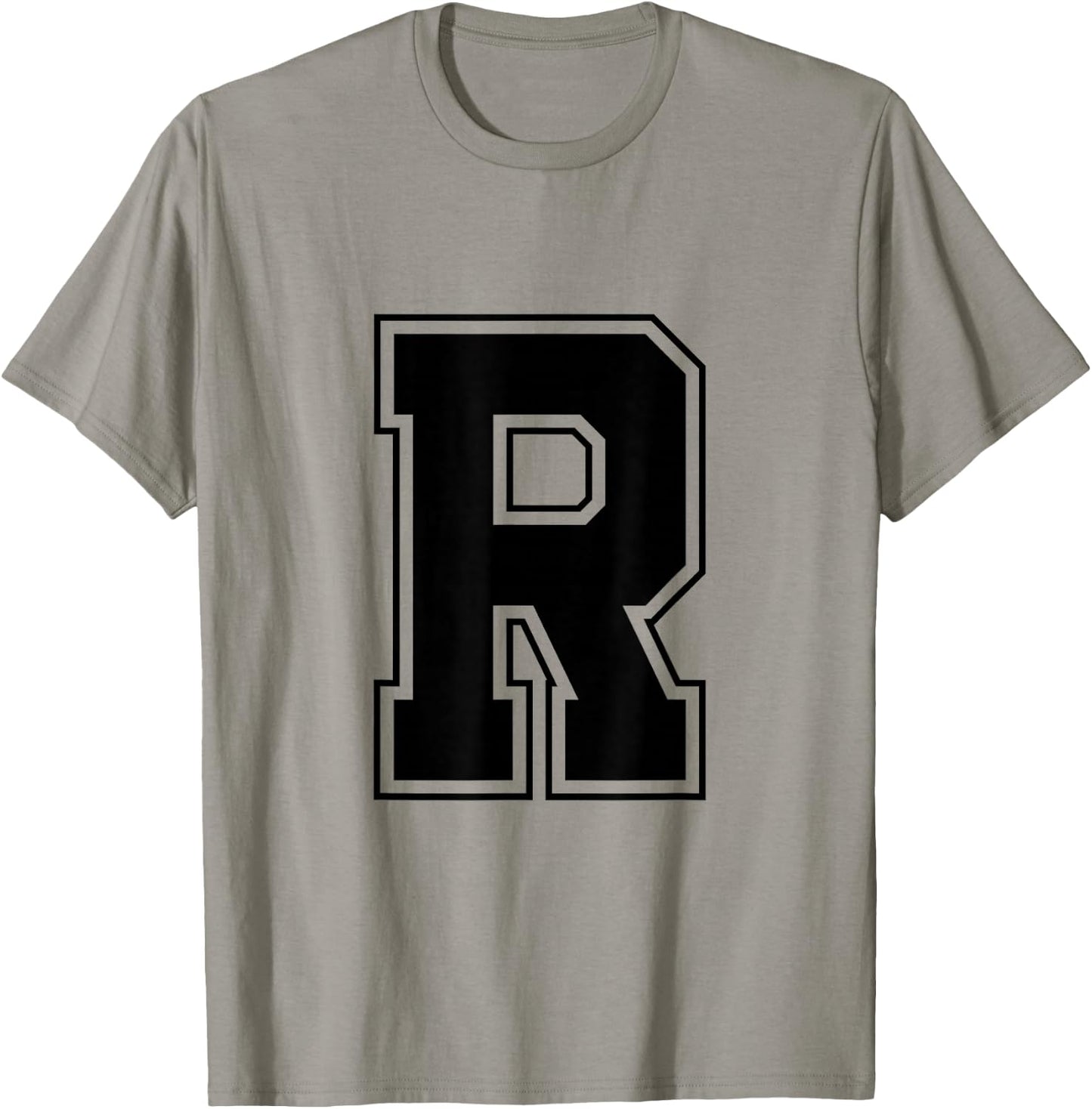 Letter R Big Bold Capital Varsity Alphabet Monogram T-Shirt - T-Shirt | Sand