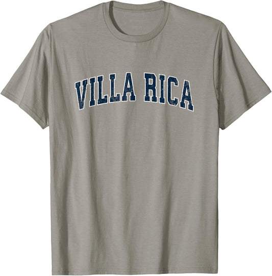 Villa Rica Georgia GA Vintage Sports Design Navy Design T-Shirt - T-Shirt | Sand