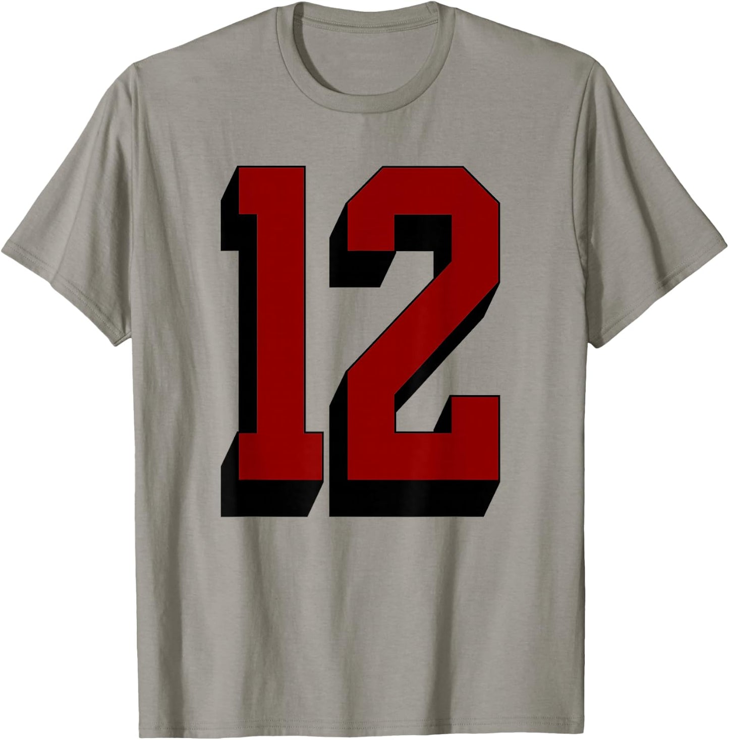 #12 Number 12 Varsity Fan Sports Team White Jersey T-Shirt - T-Shirt | Sand