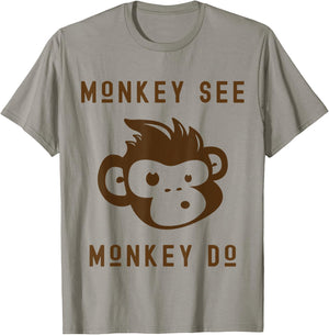 Funny Monkey See Monkey Do Cute Adorable Primate Chimp T-Shirt - T-Shirt | Sand
