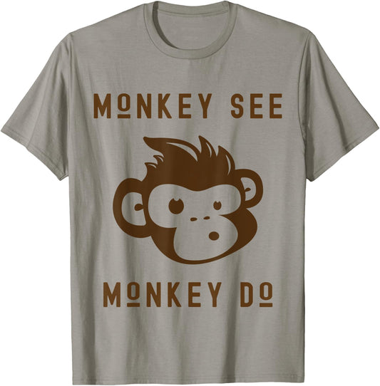 Funny Monkey See Monkey Do Cute Adorable Primate Chimp T-Shirt - T-Shirt | Sand