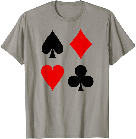 Clubs Hearts Spades Diamonds Playing Card Suits Poker T-Shirt - T-Shirt | Sand