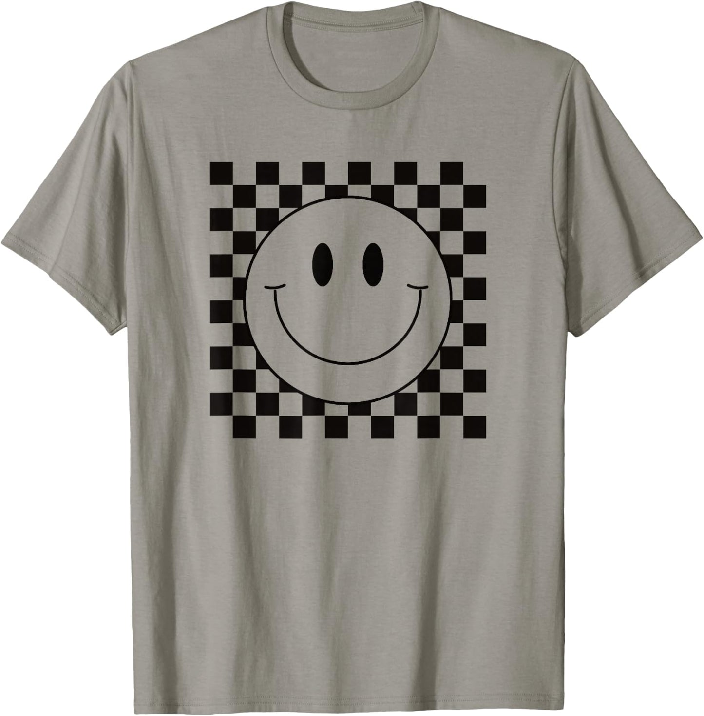 Yellow Smile Face Shirt Cute Checkered Pattern Smiling Happy T-Shirt - T-Shirt | Sand