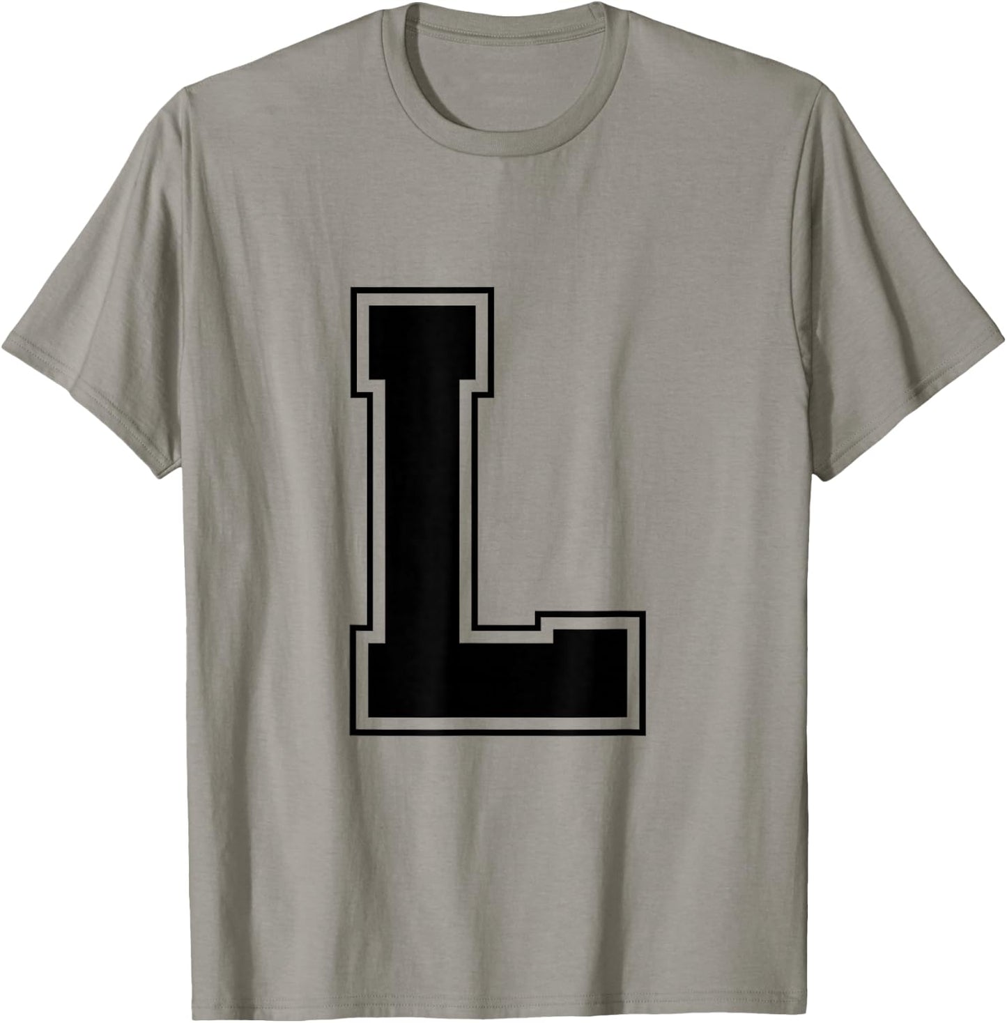 Letter L Big Bold Capital Varsity Alphabet Monogram T-Shirt - T-Shirt | Sand