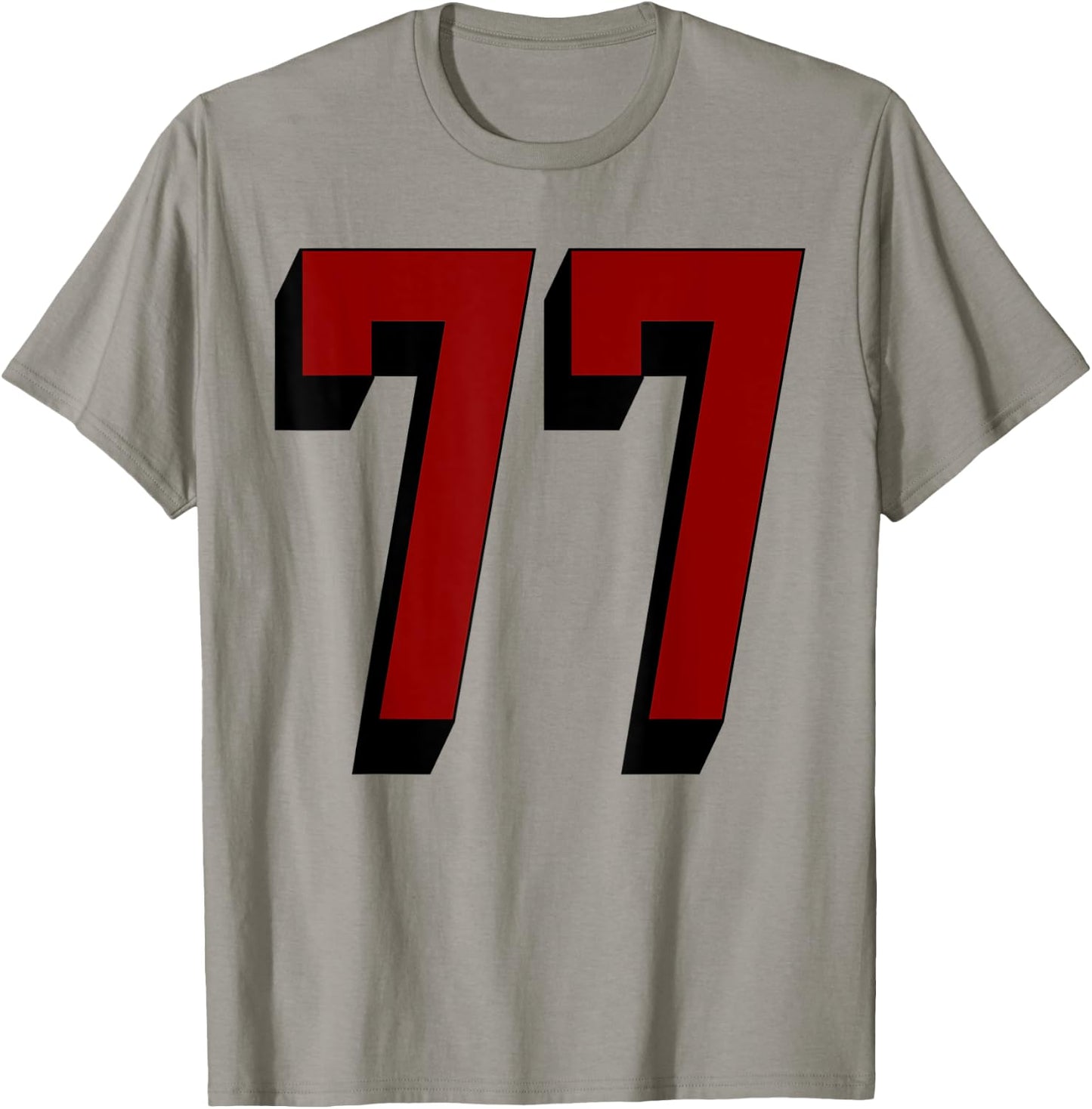 #77 Number 77 Varsity Fan Sports Team White Jersey T-Shirt - T-Shirt | Sand