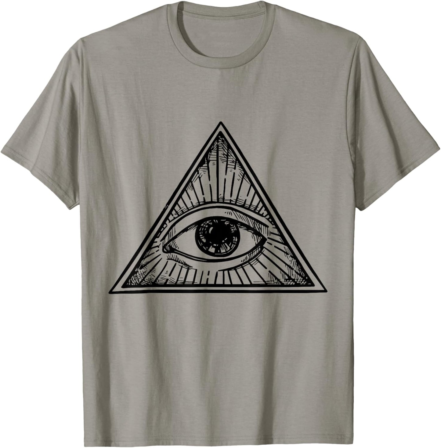 All Seeing Eye Conspiracy Believe Illuminati Pyramid T-Shirt - T-Shirt | Sand