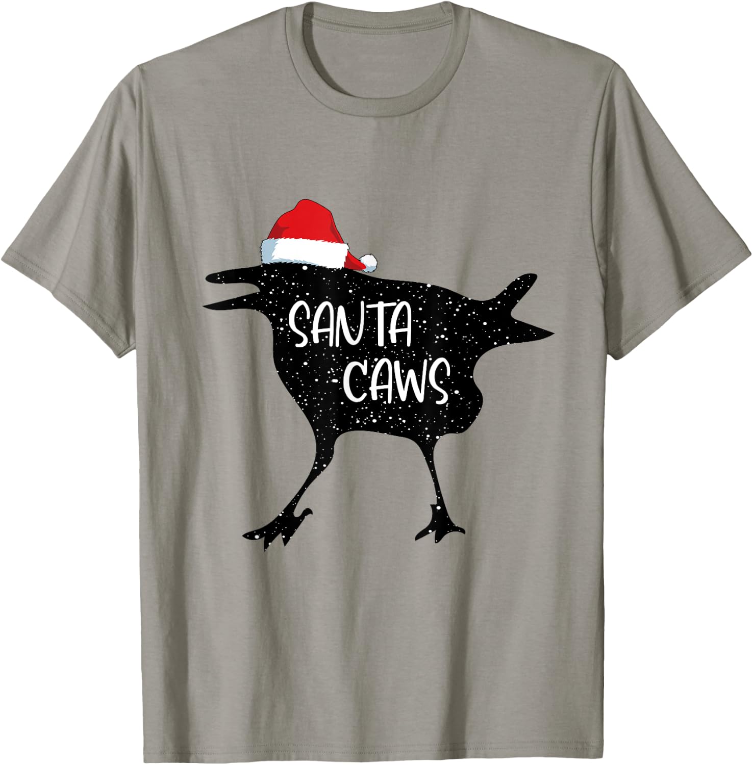 Crow Santa Christmas Santa Caws Funny Bird Pajamas Xmas T-Shirt - T-Shirt | Sand