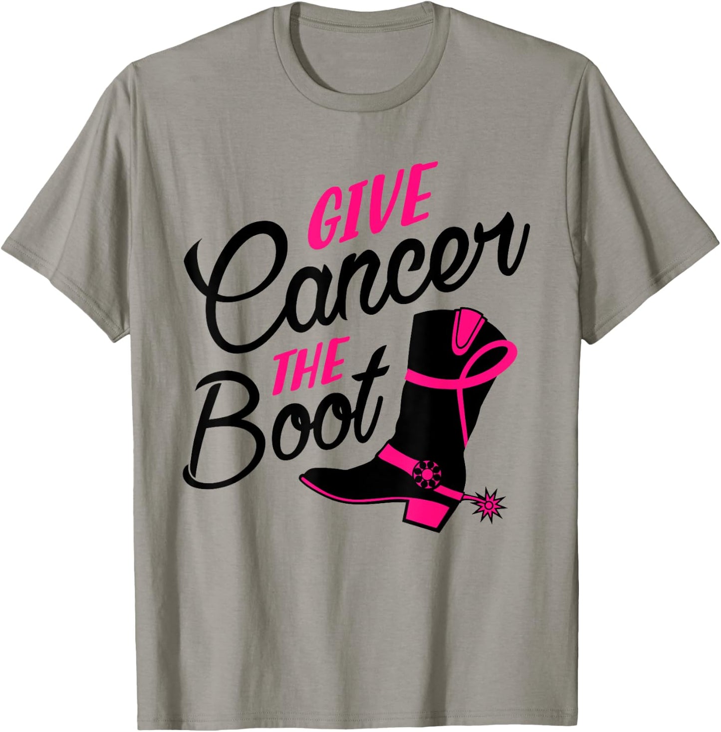 Breast Cancer Awareness Shirt Girls Western Cowboy Boots T-Shirt - T-Shirt | Sand