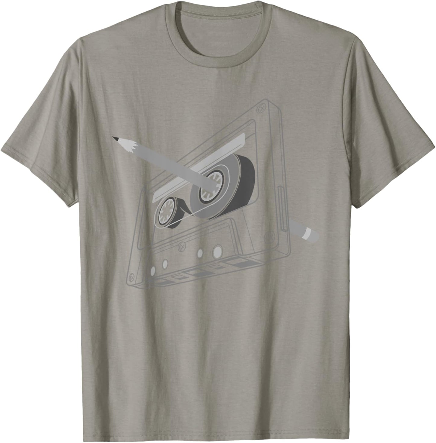 Vintage Rewind Funny 80s 90s Cassette Pencil Gift Men Women T-Shirt - T-Shirt | Sand