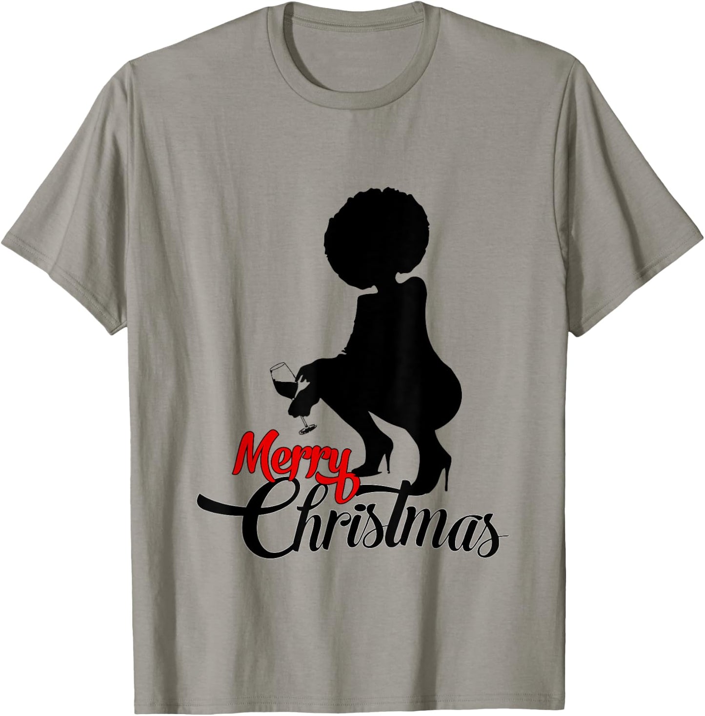Black African American Christmas Black Women Wine Lovers T-Shirt - T-Shirt | Sand