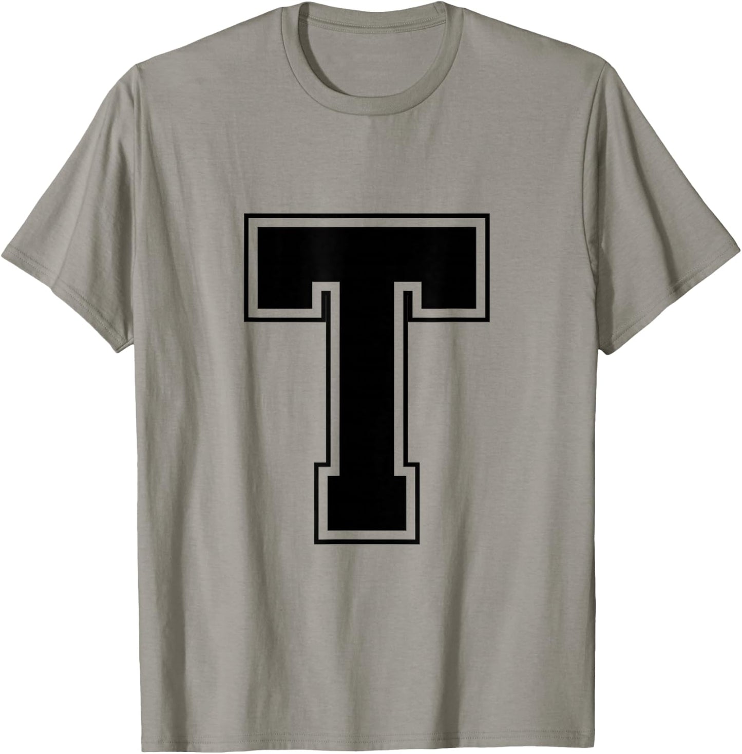 Letter T Big Bold Capital Varsity Alphabet Monogram T-Shirt - T-Shirt | Sand